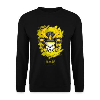 Kitsun Vaporwave Japanische Kami Vaporwave Kitsune - Unisex Pullover - Schwarz - Vorne - Alina (178cm) & Michal (187cm)