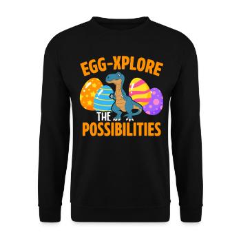 Easter T-rex Dinosaur Rabbit Easter Holiday - Unisex Sweatshirt - black - Front - Alina (178cm) & Michal (187cm)