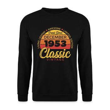 Retro 70 Jahre Dezember 1953 Geburtstag Vintage - Unisex Pullover - Schwarz - Vorne - Alina (178cm) & Michal (187cm)