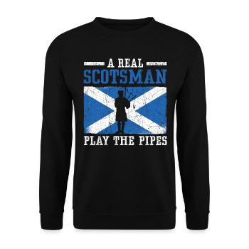 A Real Scotsman Plays The Pipes Musiker Dudelsack - Unisex Pullover - Schwarz - Vorne - Alina (178cm) & Michal (187cm)