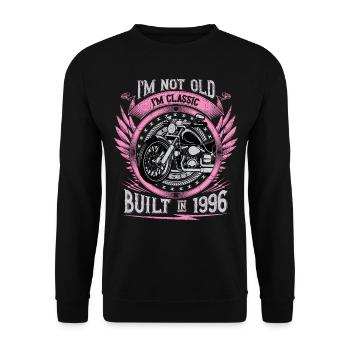 I'm Classic Built 1996 Motorcycle 27th Birthday - Unisex Pullover - Schwarz - Vorne - Alina (178cm) & Michal (187cm)