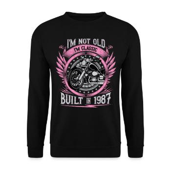 I'm Classic Built 1987 Motorcycle 36th Birthday - Unisex Pullover - Schwarz - Vorne - Alina (178cm) & Michal (187cm)