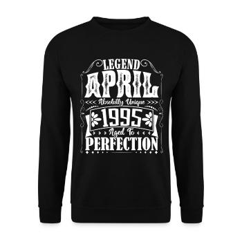 April 1995. Jubiläum April 1995. Geschenk 1995. - Unisex Pullover - Schwarz - Vorne - Alina (178cm) & Michal (187cm)