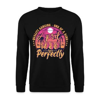 April 1980 anniversary 1980 Retro 1980 April - Unisex Sweatshirt - black - Front - Alina (178cm) & Michal (187cm)