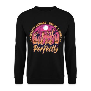 April 1970 anniversary 1970 Retro 1970 April - Unisex Sweatshirt - black - Front - Alina (178cm) & Michal (187cm)