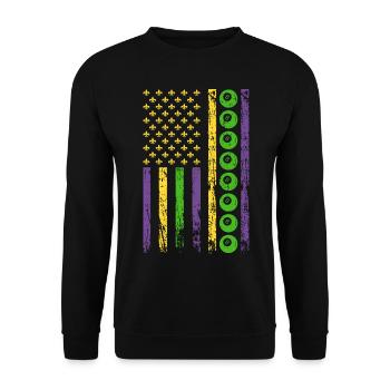 Amerikanischer Queue Sport Flagge Billard - Unisex Pullover - Schwarz - Vorne - Alina (178cm) & Michal (187cm)