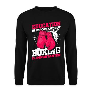 Bildung Ist Wichtig, Aber Boxen Sport Boxer Boxen - Unisex Pullover - Schwarz - Vorne - Alina (178cm) & Michal (187cm)