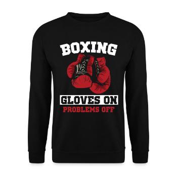 Boxhandschuhe An Probleme Aus Sport Boxer Boxen - Unisex Pullover - Schwarz - Vorne - Alina (178cm) & Michal (187cm)