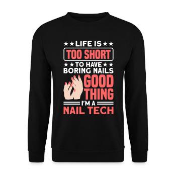 Nagellack Nageldesign Manicure Nagelstudio Nails - Unisex Pullover - Schwarz - Vorne - Alina (178cm) & Michal (187cm)