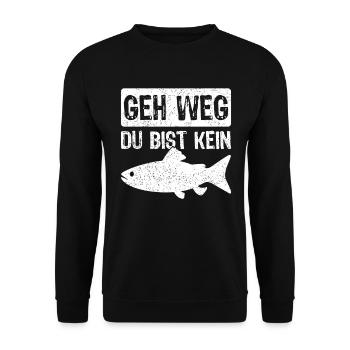 Angler Angeln Fischer Fischen Angel Spruch - Unisex Pullover - Schwarz - Vorne - Alina (178cm) & Michal (187cm)