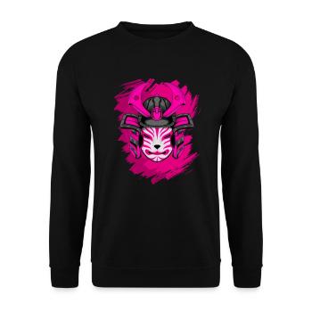 Kitsun Vaporwave Japanische Kami Vaporwave Kitsune - Unisex Pullover - Schwarz - Vorne - Alina (178cm) & Michal (187cm)
