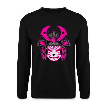 Kitsun Vaporwave Japanische Kami Vaporwave Kitsune - Unisex Pullover - Schwarz - Vorne - Alina (178cm) & Michal (187cm)