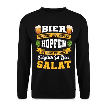 Lustiger Spruch Bier Ist Salat Hopfen Malz Alkohol - Unisex Pullover - Schwarz - Vorne - Alina (178cm) & Michal (187cm)