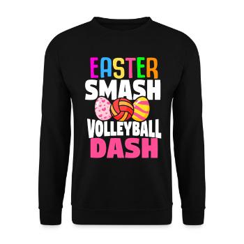 Ostern Volleyball Hase Ferien Kaninchen Sport - Unisex Pullover - Schwarz - Vorne - Alina (178cm) & Michal (187cm)