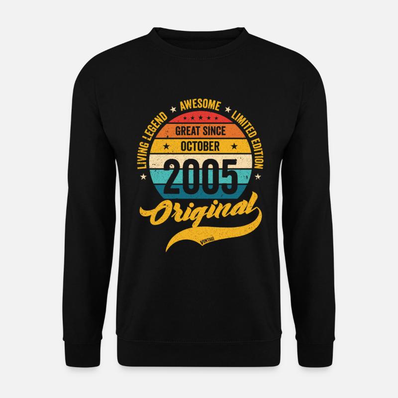 Retro 18 Jahre Oktober 2005 Geburtstag Vintage - Unisex Pullover - Schwarz