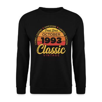 Retro 30 Jahre Oktober 1993 Geburtstag Vintage - Unisex Pullover - Schwarz - Vorne - Alina (178cm) & Michal (187cm)
