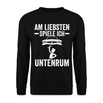 Auto Mechaniker KFZ Mechatroniker Tuner Schrauber - Unisex Pullover - Schwarz - Vorne - Alina (178cm) & Michal (187cm)