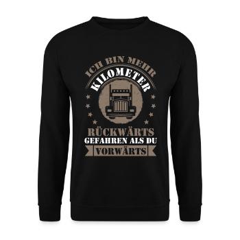 LKW Fahrer Fernfahrer Lastkraftwagen Trucker - Unisex Pullover - Schwarz - Vorne - Alina (178cm) & Michal (187cm)