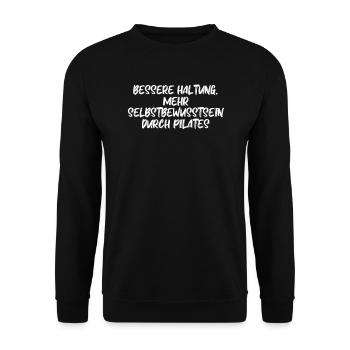 Pilates - Bessere Haltung, mehr Selbstbewusstsein - Unisex Pullover - Schwarz - Vorne - Alina (178cm) & Michal (187cm)