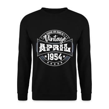April 1954. Geburtstagsgeschenk April 1954 April - Unisex Pullover - Schwarz - Vorne - Alina (178cm) & Michal (187cm)