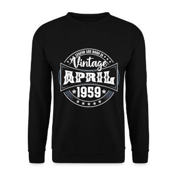 1959 April. April 1959 Geburtstagsgeschenk - Unisex Pullover - Schwarz - Vorne - Alina (178cm) & Michal (187cm)