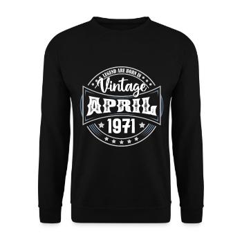 1971 Avril. Cadeau d'anniversaire avril 1971 April - Sweat-shirt Unisexe - noir - Devant - Alina (178cm) & Michal (187cm)