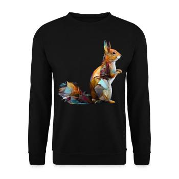 Écureuil Polygone Forêt Animaux Motif de cadeau animal - Sweat-shirt Unisexe - noir - Devant - Alina (178cm) & Michal (187cm)