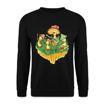 Hippie Mushrooms Shrooms Psychedelic Mushroomhead - Unisex Pullover - Schwarz - Vorne - Alina (178cm) & Michal (187cm)