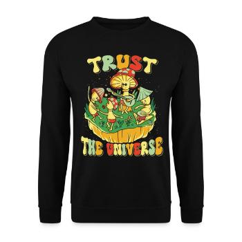 Hippie Mushroomhead Trust The Universe - Unisex Sweatshirt - black - Front - Alina (178cm) & Michal (187cm)