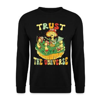 Hippie Mushroomhead Trust The Universe - Unisex Sweatshirt - black - Front - Alina (178cm) & Michal (187cm)