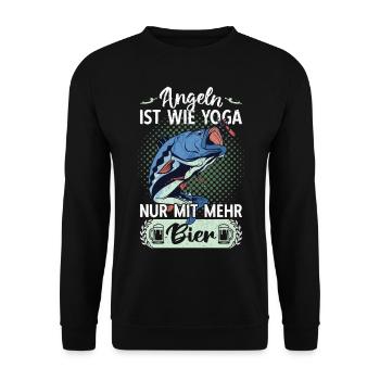 Angeln Angler Fischer Fischen Angel Spruch - Unisex Pullover - Schwarz - Vorne - Alina (178cm) & Michal (187cm)
