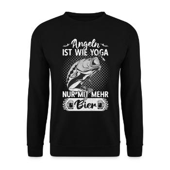 Angler Angeln Fischer Fischen Angel Spruch Fisch - Unisex Pullover - Schwarz - Vorne - Alina (178cm) & Michal (187cm)