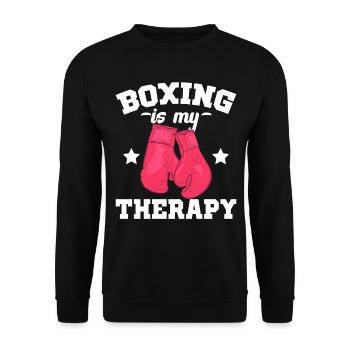 Boxen Ist Meine Therapie Sparring Sport - Unisex Pullover - Schwarz - Vorne - Alina (178cm) & Michal (187cm)