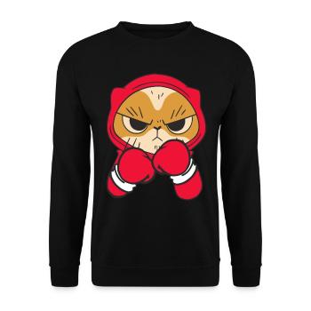 Katze Boxer Kampfsportler Sparring Combat Sports - Unisex Pullover - Schwarz - Vorne - Alina (178cm) & Michal (187cm)