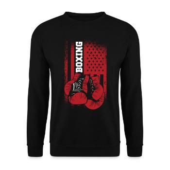 Boxen Sparring Handschuhe American Sports Flagge - Unisex Pullover - Schwarz - Vorne - Alina (178cm) & Michal (187cm)