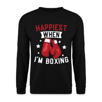 Happiest When I'm Boxing Gloves Sport Boxer Boxen - Unisex Pullover - Schwarz - Vorne - Alina (178cm) & Michal (187cm)