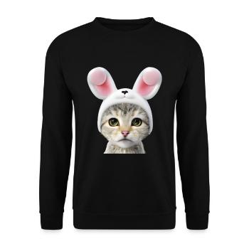 Chat avec oreilles de lapin - Sweat-shirt Unisexe - noir - Devant - Alina (178cm) & Michal (187cm)