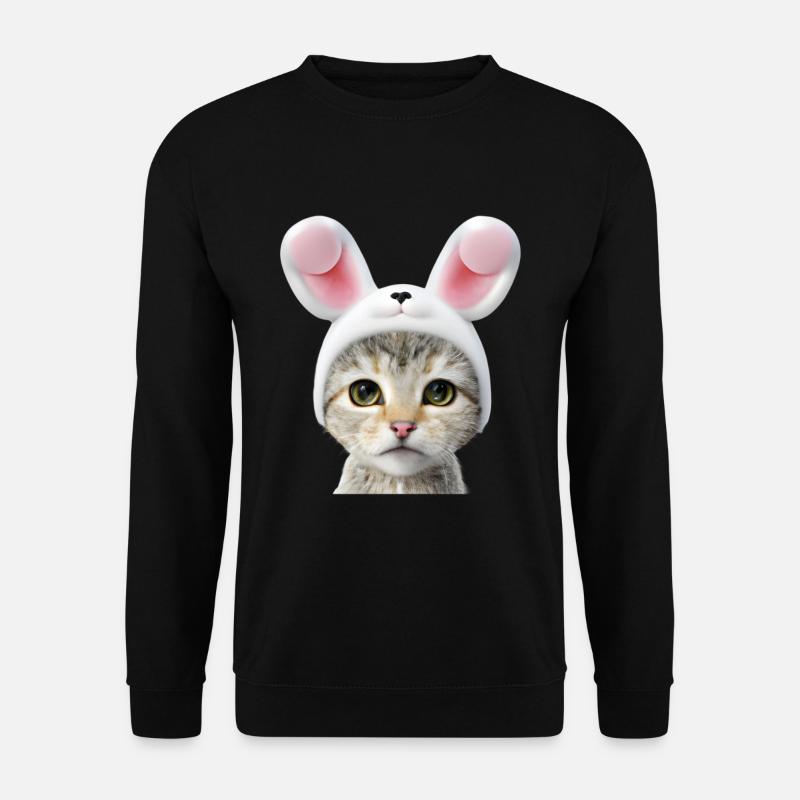 Katze mit Hasenohren - Unisex Pullover - Schwarz
