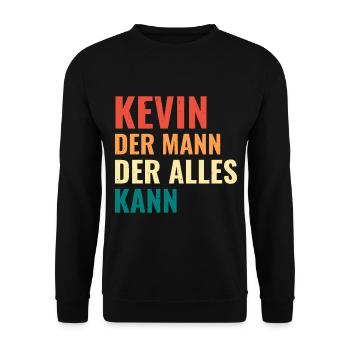 Kevin Der Mann Der Alles Kann Vorname Kevin - Unisex Pullover - Schwarz - Vorne - Alina (178cm) & Michal (187cm)