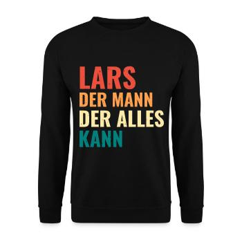 Lars Der Mann Der Alles Kann Vorname Lars - Unisex Pullover - Schwarz - Vorne - Alina (178cm) & Michal (187cm)
