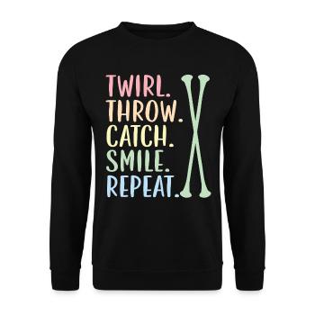 Swirl. Throw. Catch. Smile. Try again. Begged - Unisex Sweatshirt - black - Front - Alina (178cm) & Michal (187cm)