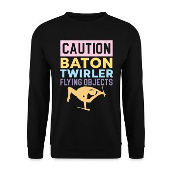Vorsicht Baton Twirler Fliegende Objekte Baton Twi - Unisex Pullover - Schwarz - Vorne - Alina (178cm) & Michal (187cm)