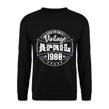 April 1980. Geburtstagsgeschenk April 1980 April - Unisex Pullover - Schwarz - Vorne - Alina (178cm) & Michal (187cm)