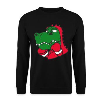 Dinosaurier Boxer Kampfsportler Sparring Sport - Unisex Pullover - Schwarz - Vorne - Alina (178cm) & Michal (187cm)