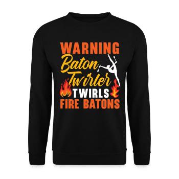 Warning. Baton Twirler Whirls Fire Sticks Twirler - Unisex Sweatshirt - black - Front - Alina (178cm) & Michal (187cm)