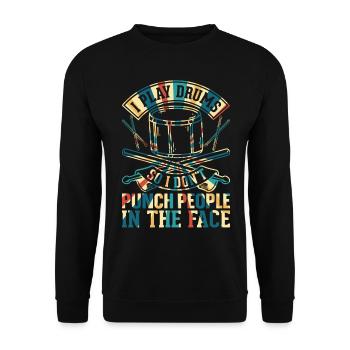 Batteur - Je joue de la batterie pour ne pas frapper les gens - Sweat-shirt Unisexe - noir - Devant - Alina (178cm) & Michal (187cm)