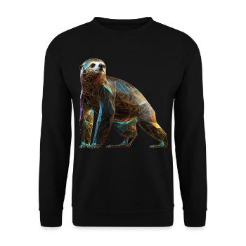 Faultier Polygon Faultierliebhaber Tier Geschenk - Unisex Pullover - Schwarz - Vorne - Alina (178cm) & Michal (187cm)