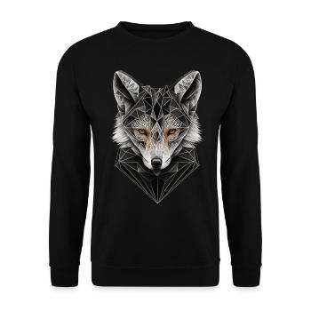 Fuchs Polygon Füchse Geschenk Kunst Tier Zoo Motiv - Unisex Pullover - Schwarz - Vorne - Alina (178cm) & Michal (187cm)
