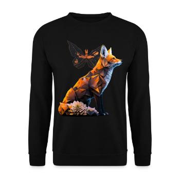 Fuchs Schmetterling Polygon Kunst Geschenk Tier - Unisex Pullover - Schwarz - Vorne - Alina (178cm) & Michal (187cm)