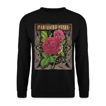 Vintage roses, rose motif, Victorian rose - Unisex Sweatshirt - black - Front - Alina (178cm) & Michal (187cm)